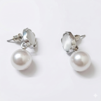 Silver-Tone Pearl Accent Stud Earrings