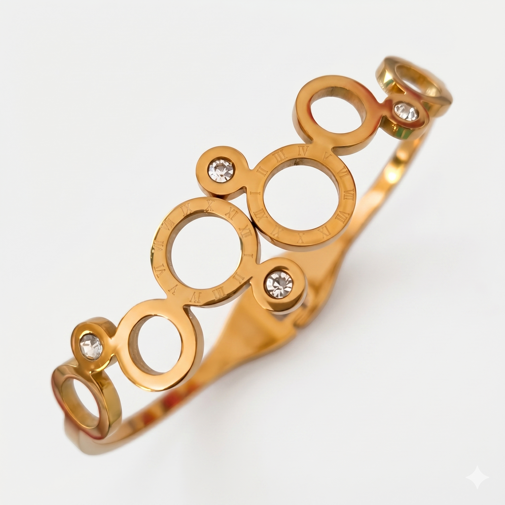 Celestia Circle Anti-Tarnish Bracelet – Gold Stainless Steel Kada