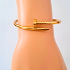 Minimalist Nail Design Gold Tone Bracelet