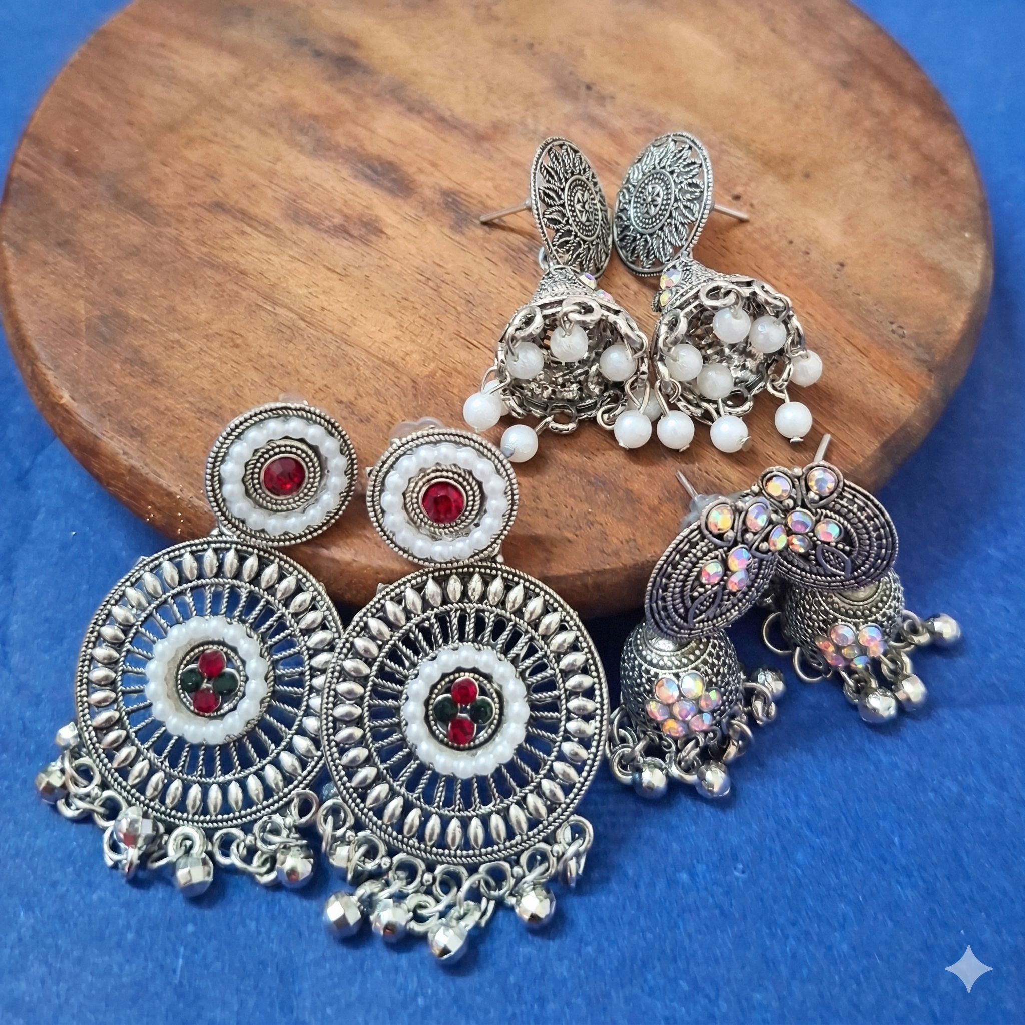 Oxidized Silver Earrings Combo - 3 Unique Traditional Designs
