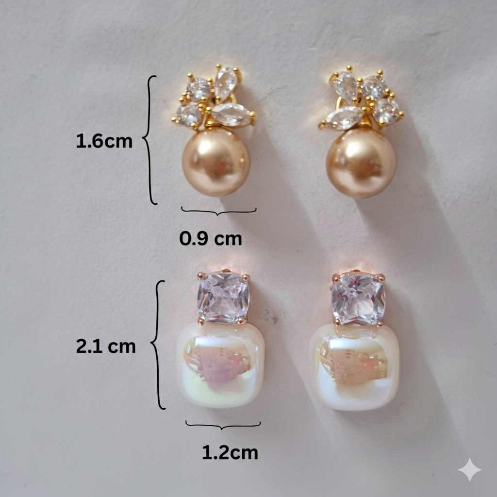 Pearl & Crystal Stud Combo (Set of 2) – S925 Post | Everyday Luxe Earrings