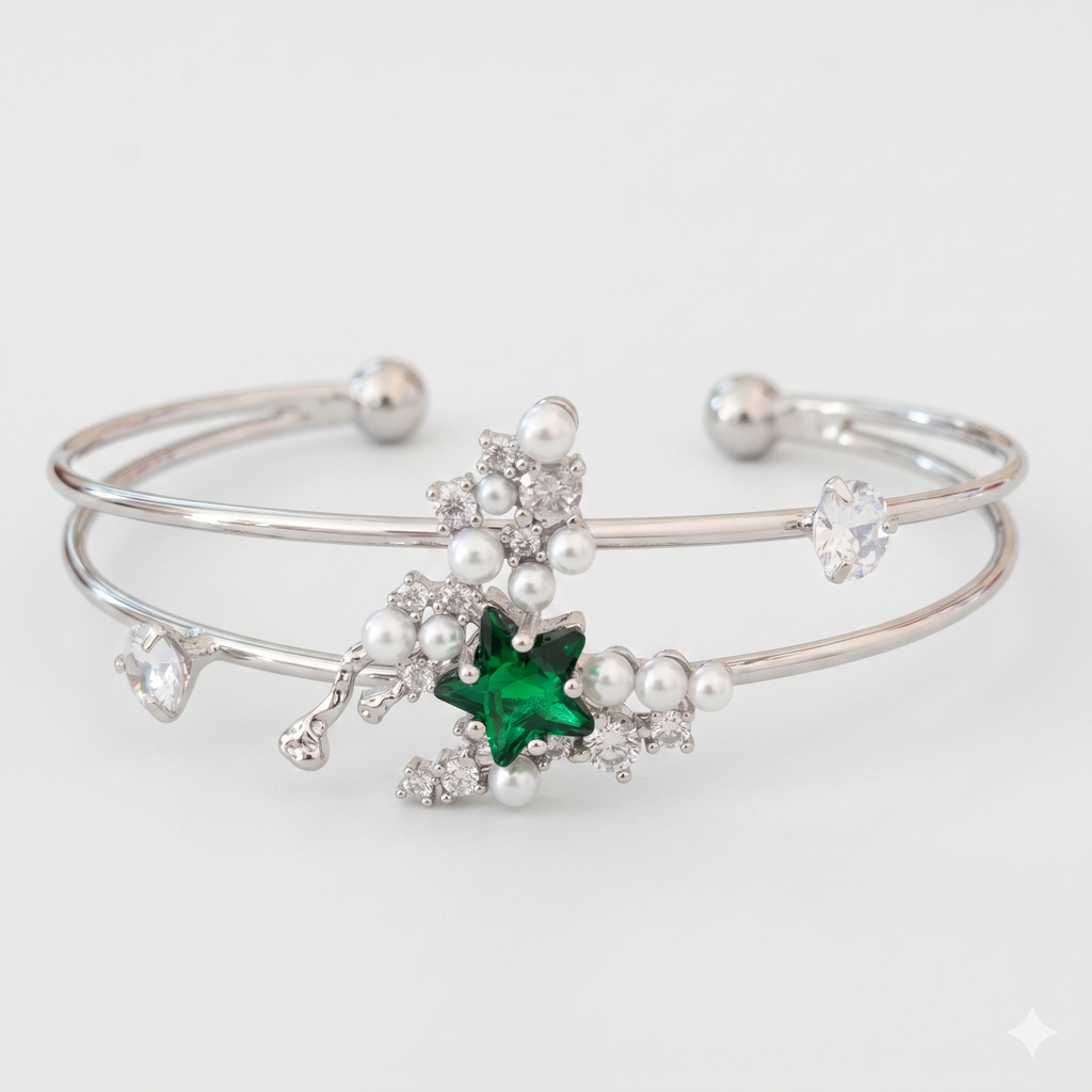 Anti-Tarnish Celestial Pearl Star Bracelet for Women