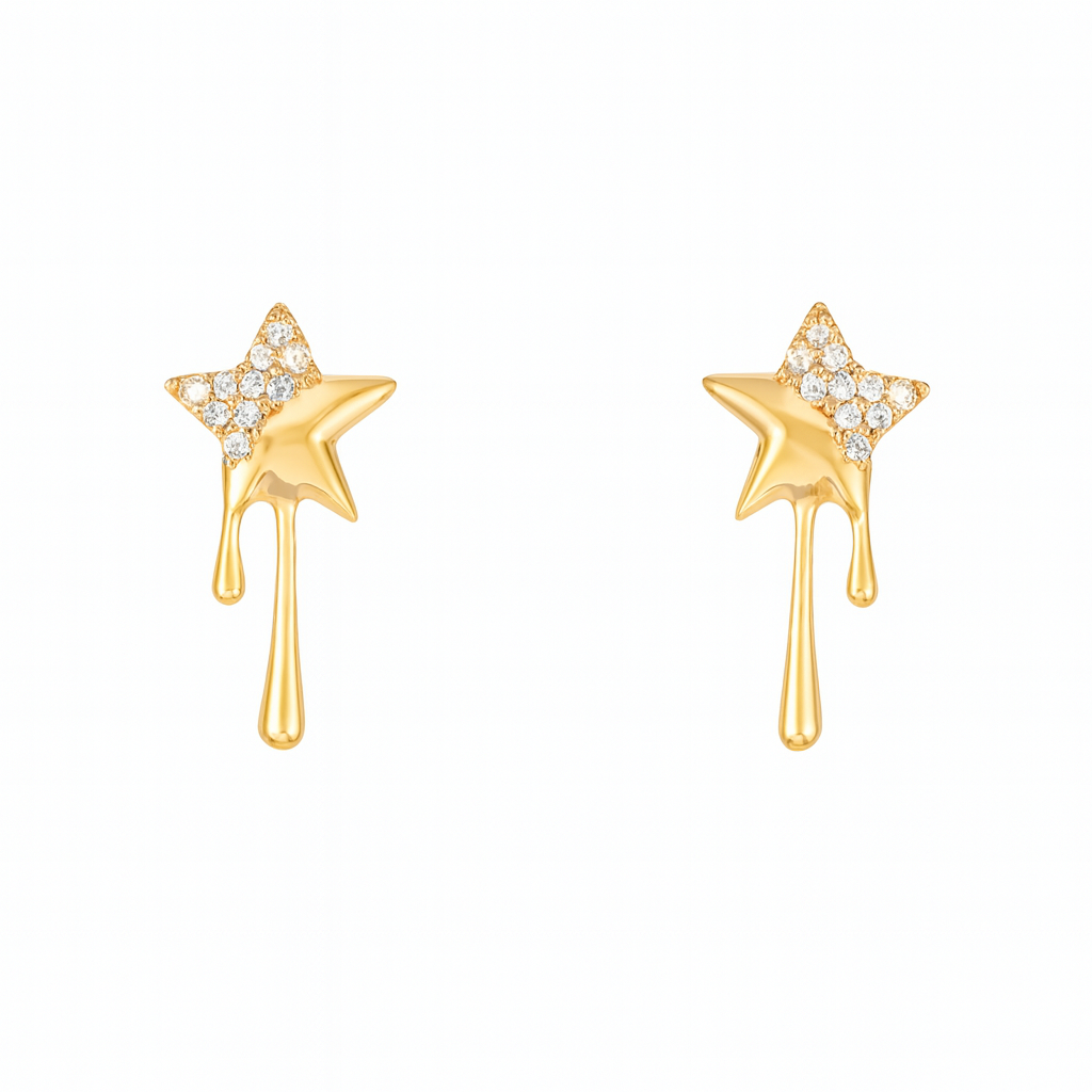 Celestial Drip Star Earrings — Gold Plated | 925 Silver Post