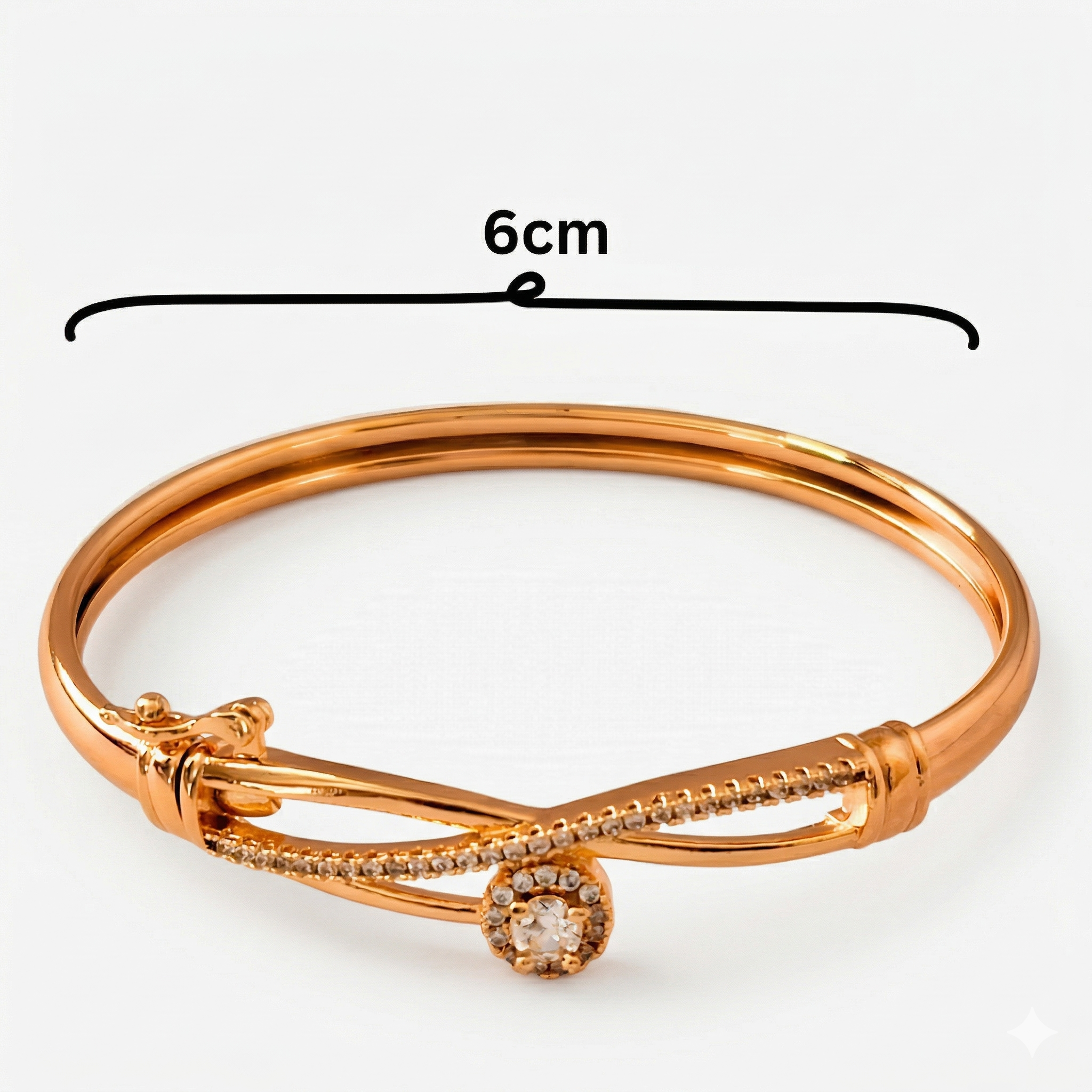Elegant Infinity Knot Bracelet with American Diamonds (Gold Finish)