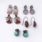 Vintage Oxidized Earrings - Combo of 5 Unique Designs