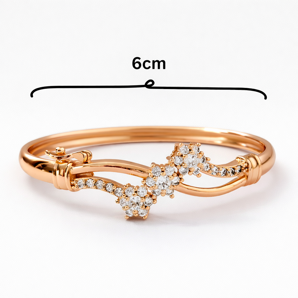 Zyraah Elegant Floral Wave Bracelet with American Diamonds