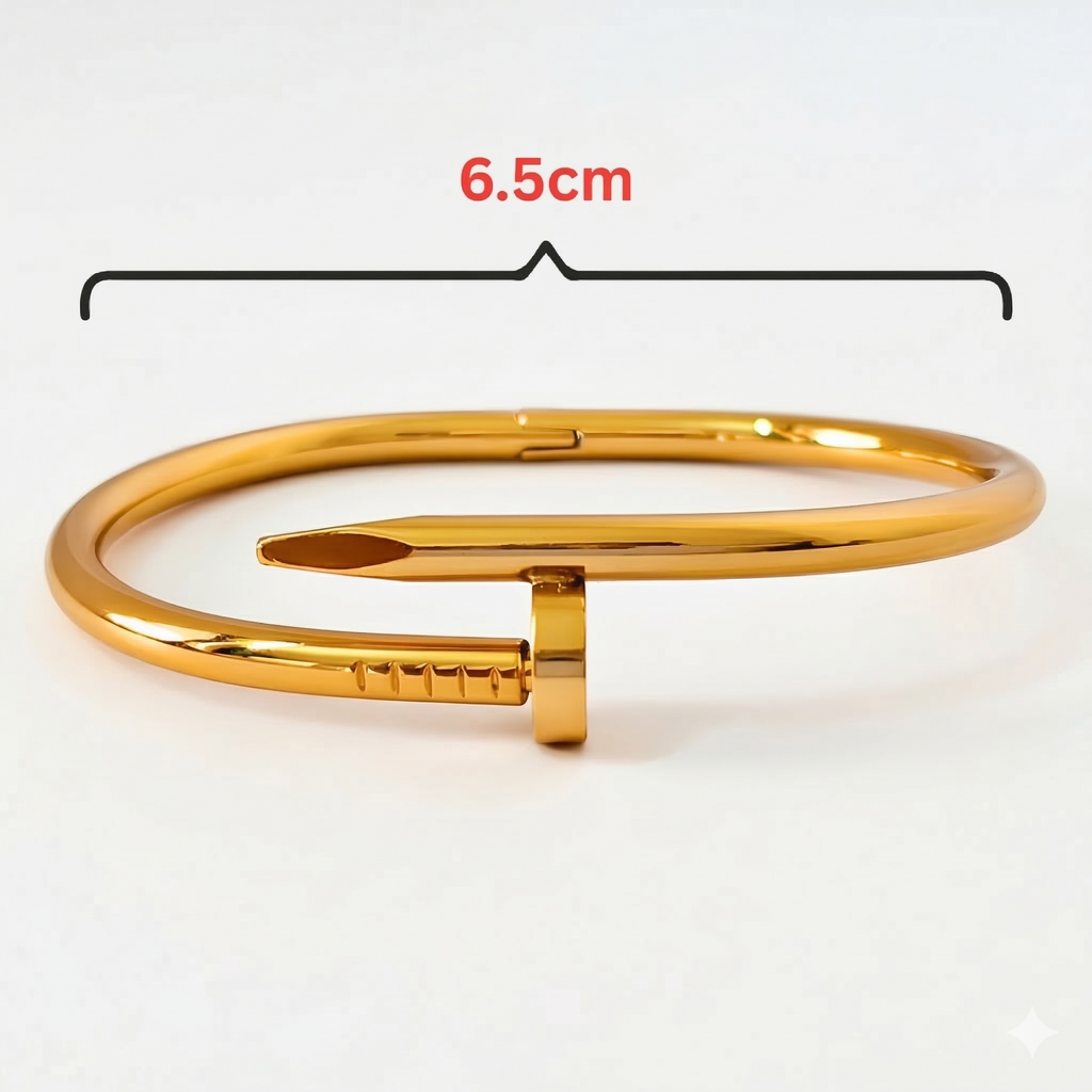 Minimalist Nail Design Gold Tone Bracelet