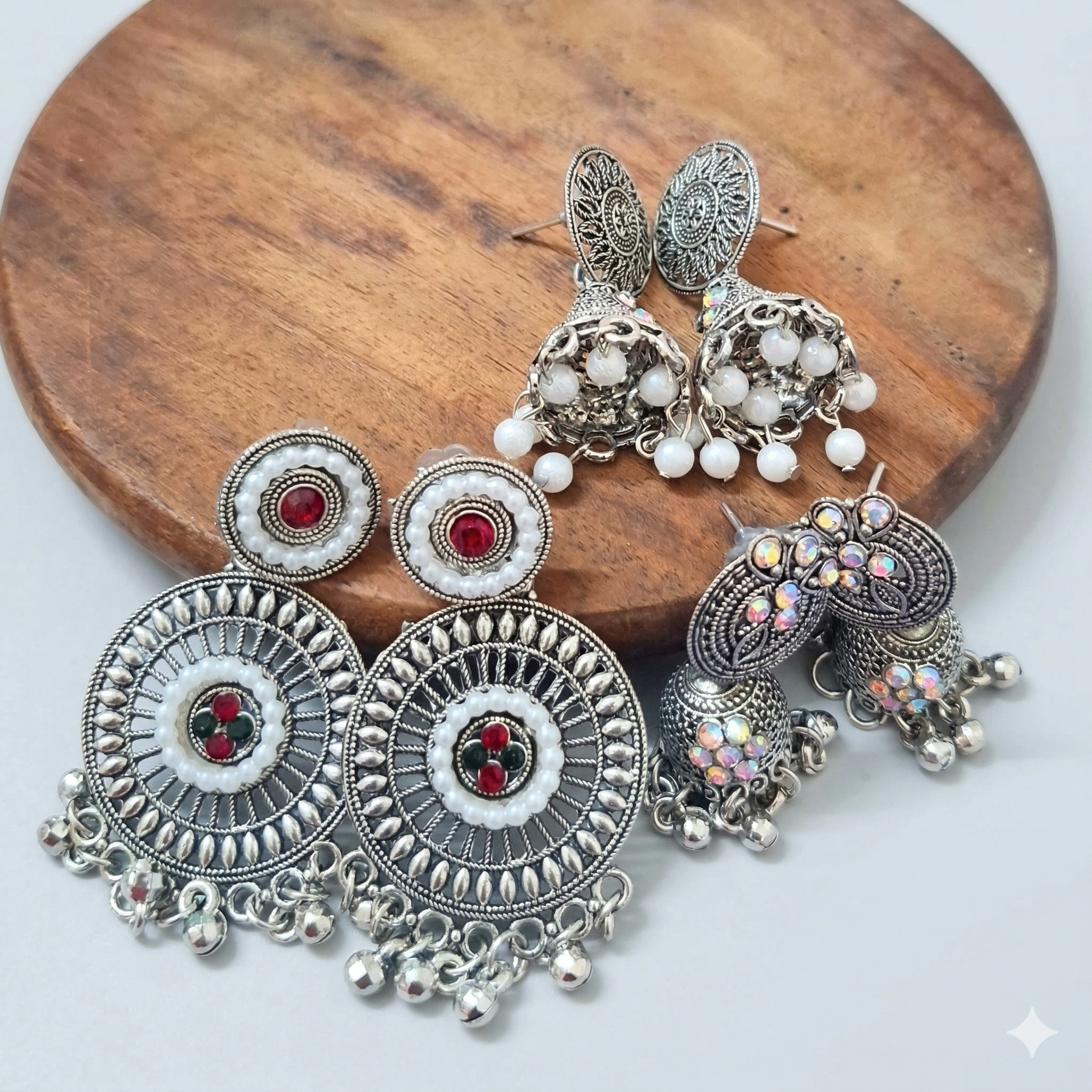 Oxidized Silver Earrings Combo - 3 Unique Traditional Designs