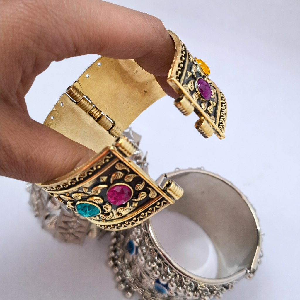 Vintage Oxidized Tribal Statement Cuff Bracelet Set (Pack of 3)