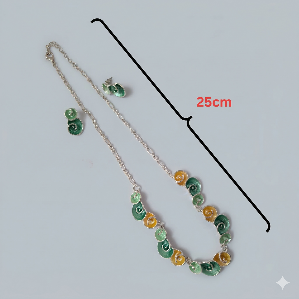 Enamel Finish Necklace & Earrings Set
