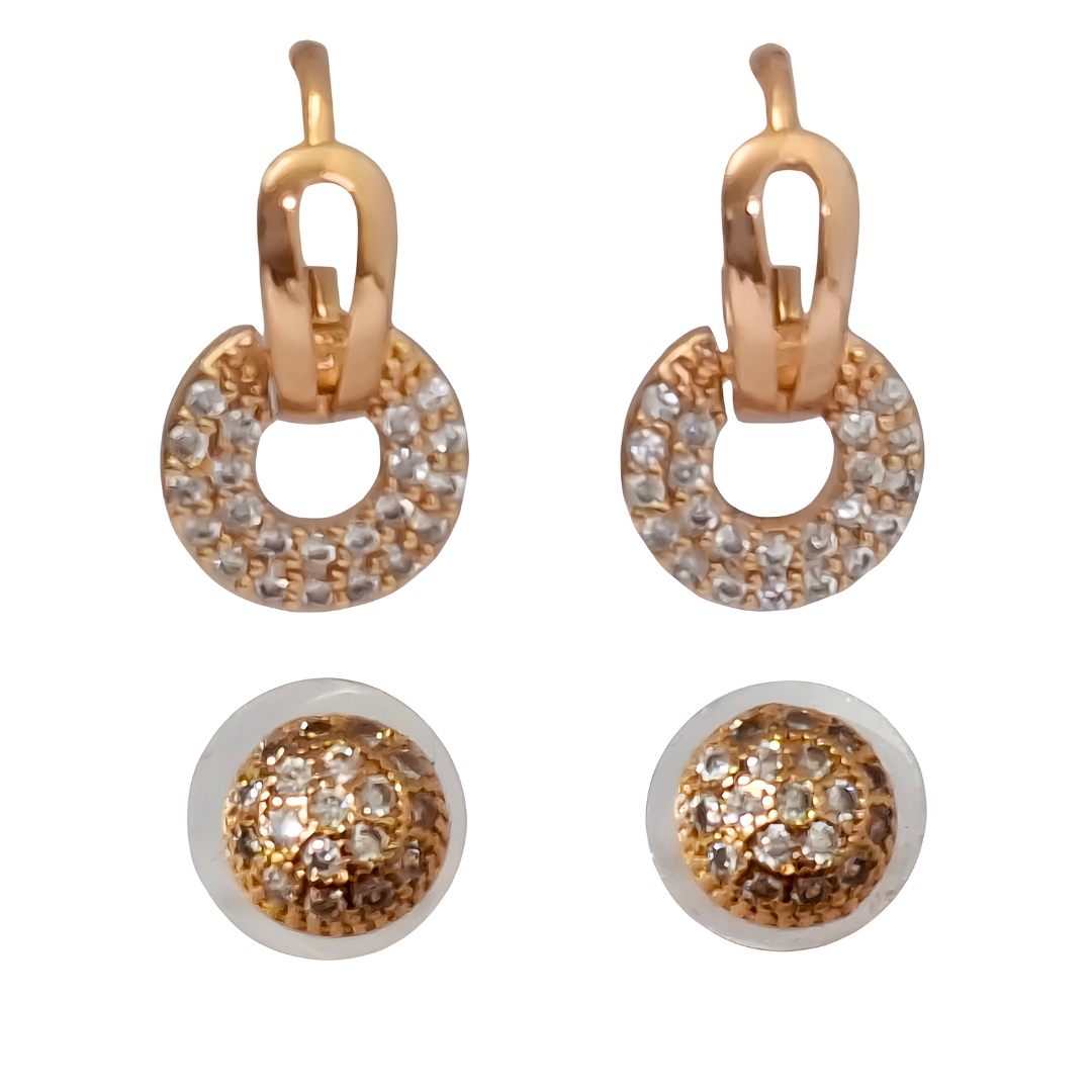 Minimal Luxe Brass Hoop & Stud Earrings Combo with American Diamonds