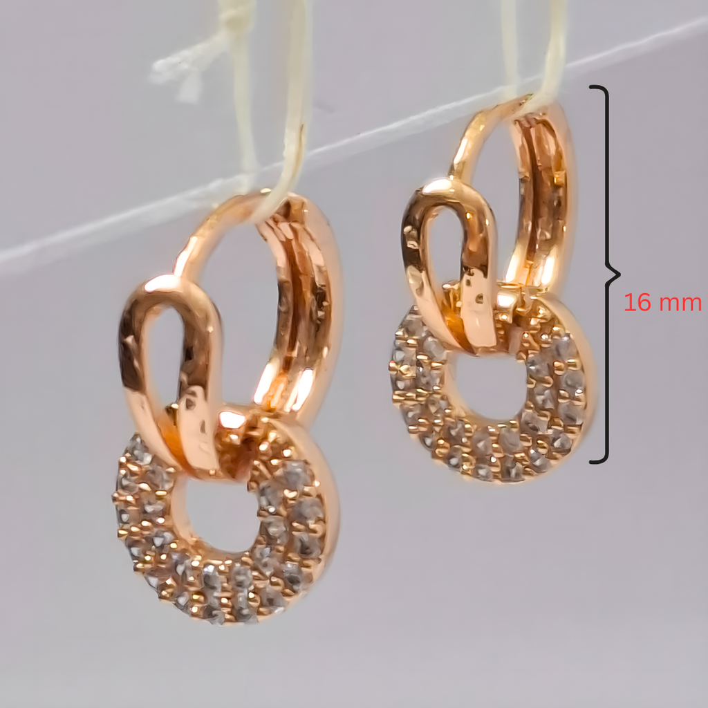 Minimal Luxe Brass Hoop & Stud Earrings Combo with American Diamonds