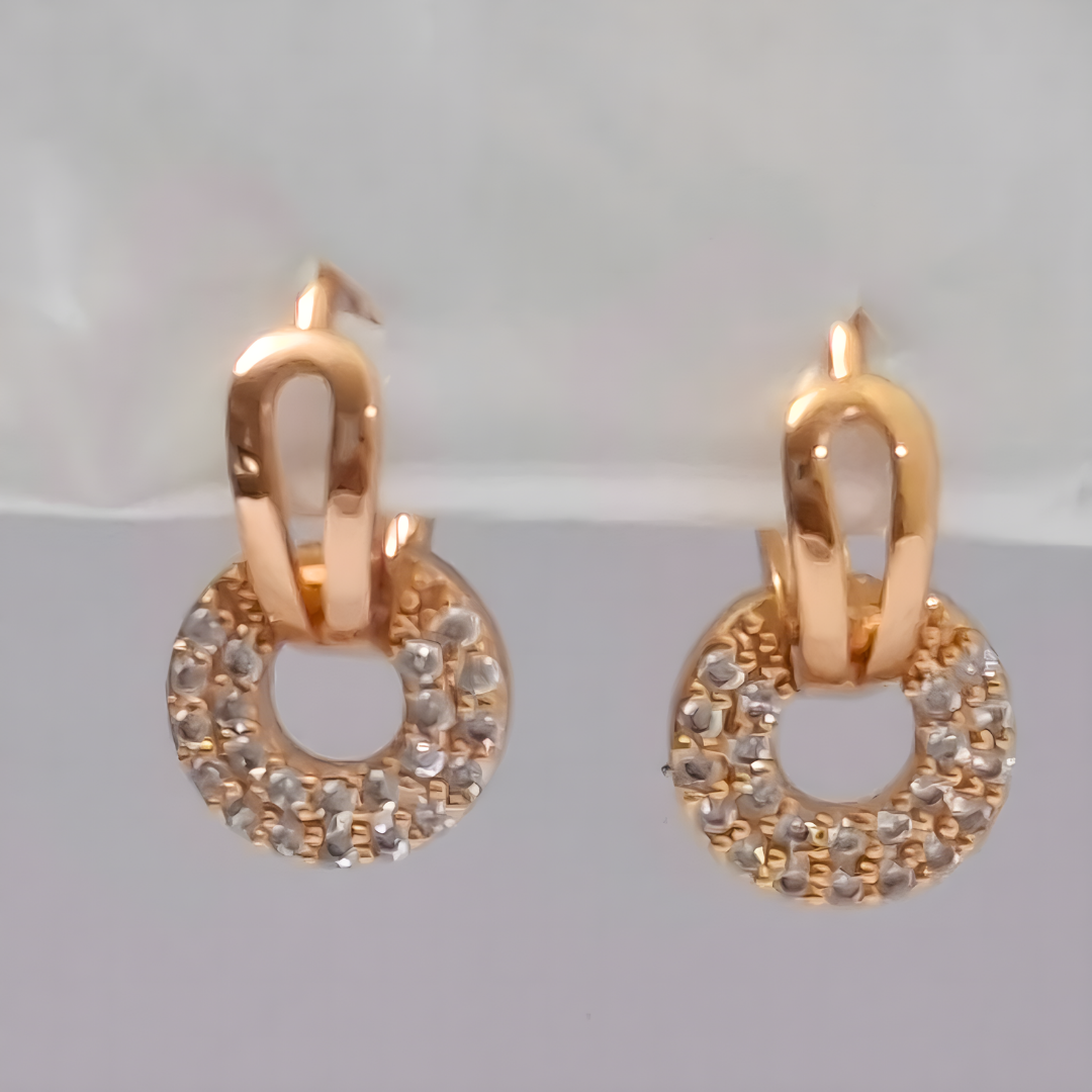 Minimal Luxe Brass Hoop & Stud Earrings Combo with American Diamonds