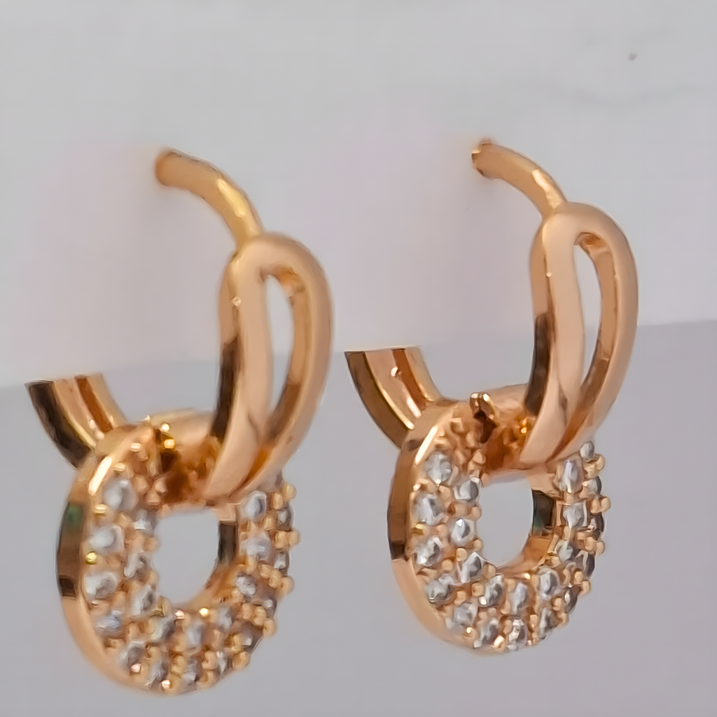 Minimal Luxe Brass Hoop & Stud Earrings Combo with American Diamonds