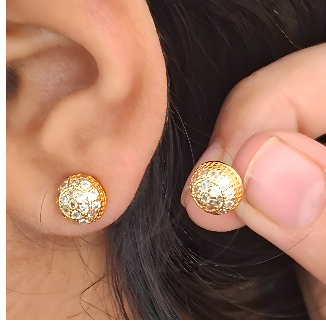 Minimal Luxe Brass Hoop & Stud Earrings Combo with American Diamonds