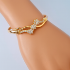 Zyraah Elegant Floral Wave Bracelet with American Diamonds