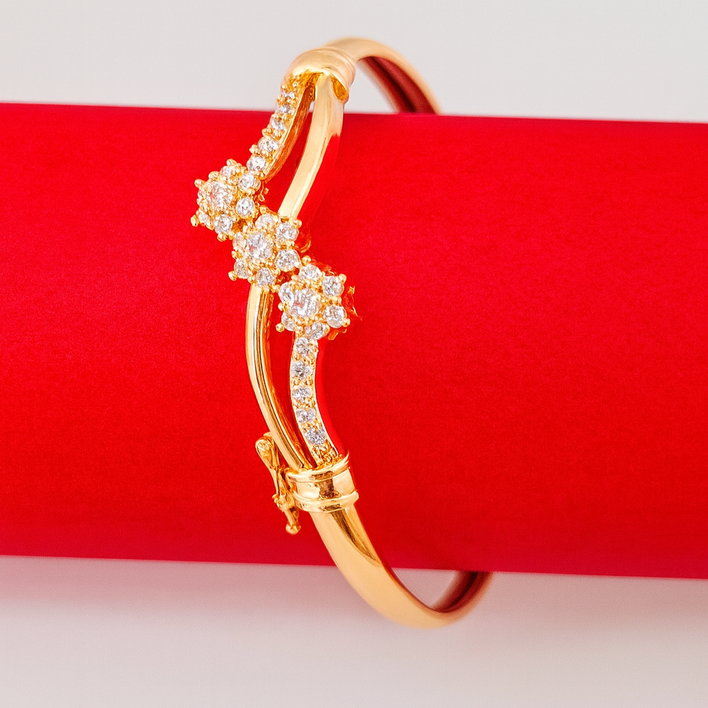 Zyraah Elegant Floral Wave Bracelet with American Diamonds