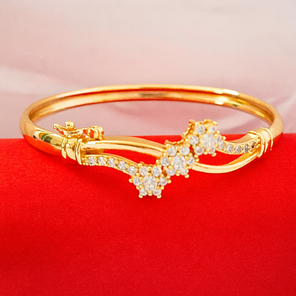 Zyraah Elegant Floral Wave Bracelet with American Diamonds