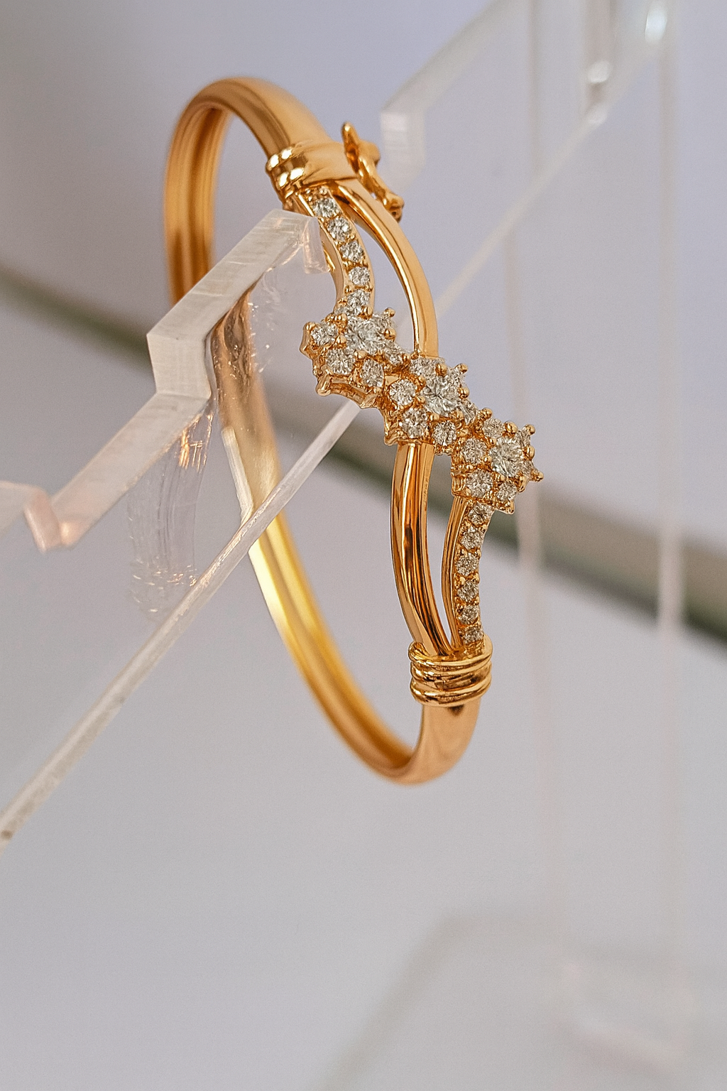 Zyraah Elegant Floral Wave Bracelet with American Diamonds