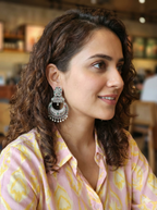 Ethnic Antique Silver Chandbali Earrings for Festive Wear