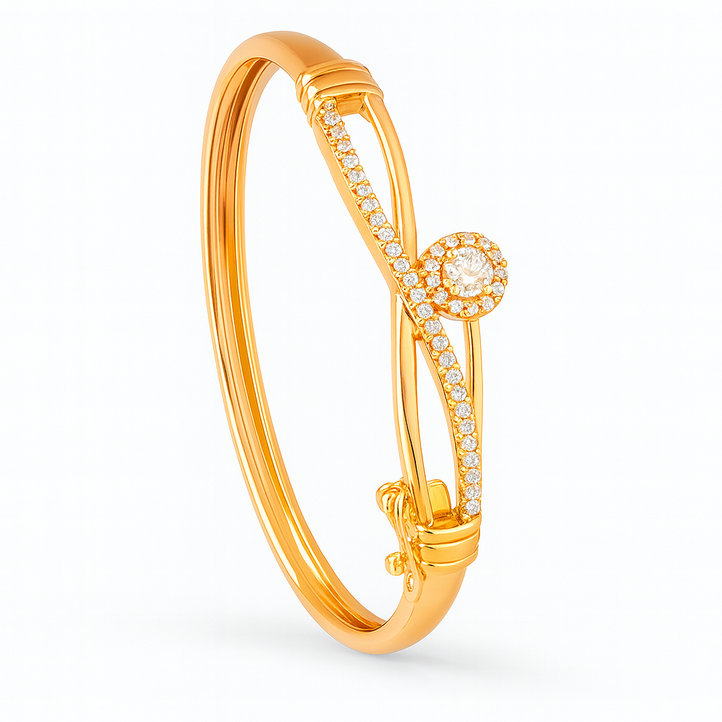 Elegant Infinity Knot Bracelet with American Diamonds (Gold Finish)