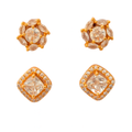 Radiant Sparkle Brass Stud Earrings Combo with American Diamonds (Set of 2)
