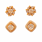 Radiant Sparkle Brass Stud Earrings Combo with American Diamonds (Set of 2)