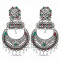 Ethnic Antique Silver Chandbali Earrings for Festive Wear