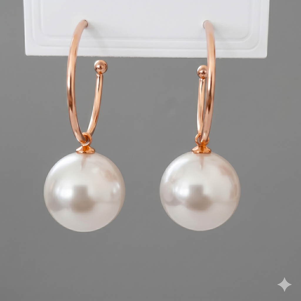 Luna Faux Pearl Hoop Earrings – Minimalist Statement Pearl Drops
