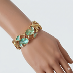 Gold-Tone Enamel Stretch Bracelet – Abstract Petal Design (3 Variants)
