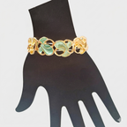 Gold-Tone Enamel Stretch Bracelet – Abstract Petal Design (3 Variants)