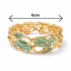 Gold-Tone Enamel Stretch Bracelet – Abstract Petal Design (3 Variants)