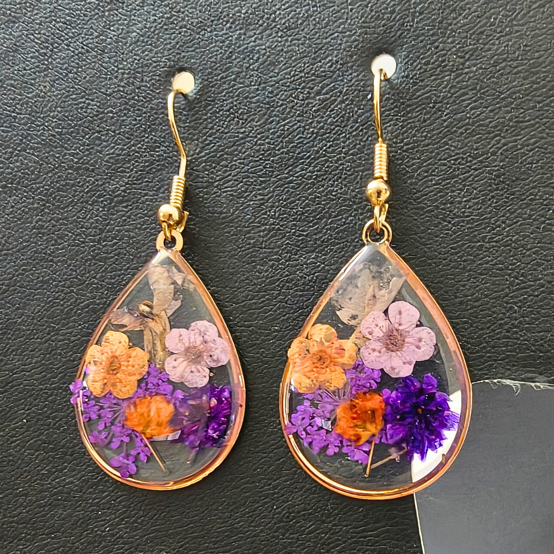 Botanical Resin Art Earrings – 12 Unique Variants