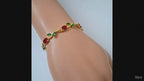Anti-Tarnish Gold-Plated Red & Green Tulip Stone Bracelet for Women