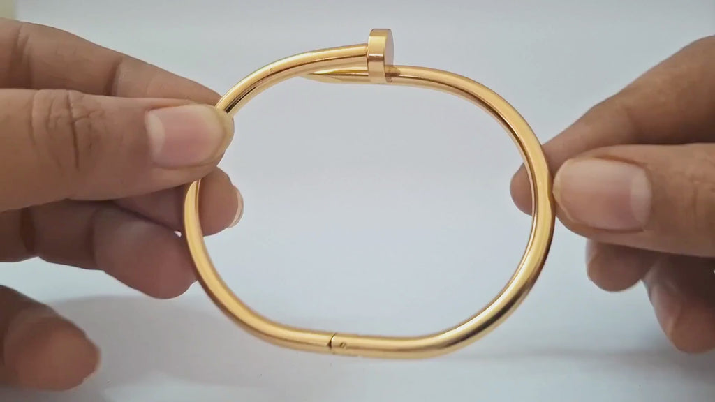 Minimalist Nail Design Gold Tone Bracelet