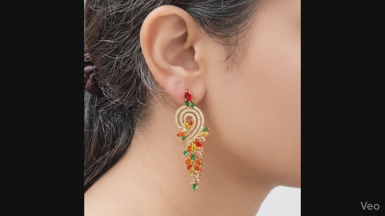 Luxe Multicolor Paisley Drop Earrings - Anti-Tarnish & Premium Finish